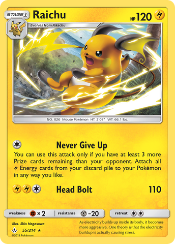 Raichu (55/214) [Sun & Moon: Unbroken Bonds] Pokémon