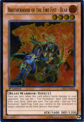 Brotherhood of the Fire Fist - Bear [CBLZ-EN024] Ultimate Rare Yu-Gi-Oh!