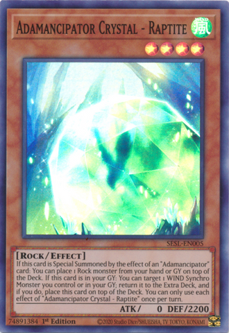 Adamancipator Crystal - Raptite [SESL-EN005] Super Rare Yu-Gi-Oh!