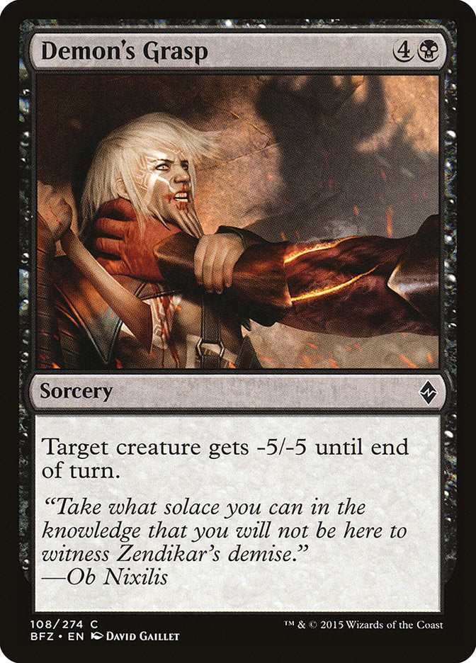 Demon's Grasp [Battle for Zendikar] Magic: The Gathering