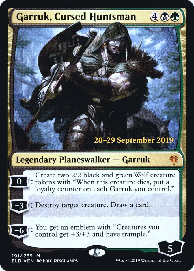 Garruk, Cursed Huntsman [Throne of Eldraine Prerelease Promos] Magic: The Gathering