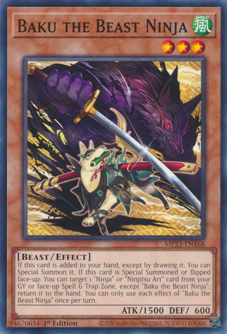 Baku the Beast Ninja [MP23-EN168] Common Yu-Gi-Oh!