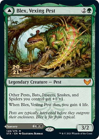 Blex, Vexing Pest // Search for Blex [Strixhaven: School of Mages Prerelease Promos] Magic: The Gathering