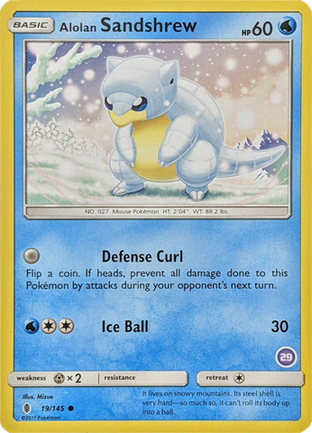 Alolan Sandshrew (19/145) (Deck Exclusive #29) [Sun & Moon: Trainer Kit - Alolan Sandslash] Pokémon