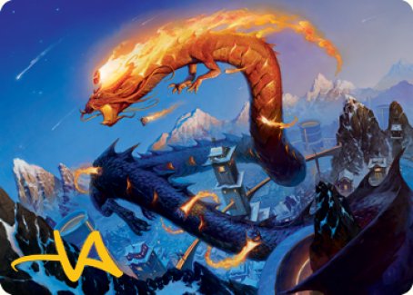 Atsushi, the Blazing Sky 1 Art Card (Gold-Stamped Signature) [Kamigawa: Neon Dynasty Art Series] Magic: The Gathering