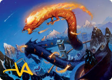 Atsushi, the Blazing Sky 1 Art Card (Gold-Stamped Signature) [Kamigawa: Neon Dynasty Art Series] Magic: The Gathering