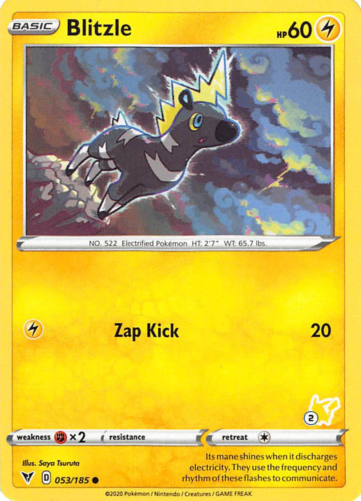 Blitzle (053/185) (Pikachu Stamp #2) [Battle Academy 2022] Pokémon