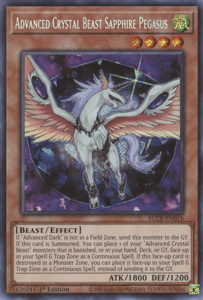 Advanced Crystal Beast Sapphire Pegasus [BLCR-EN016] Secret Rare Yu-Gi-Oh!