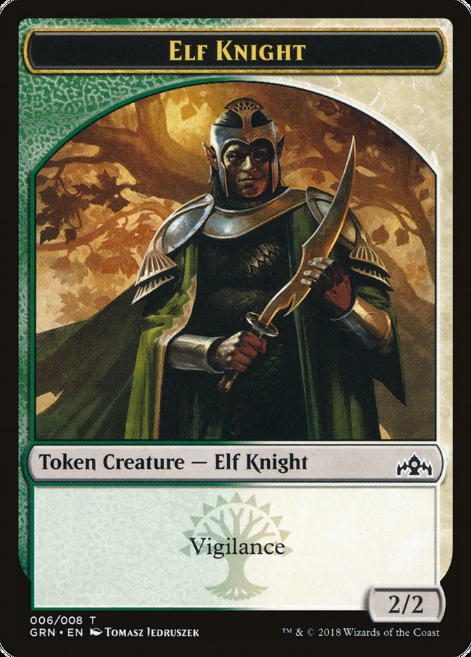 Saproling // Elf Knight Double-Sided Token [Guilds of Ravnica Guild Kit Tokens] Magic: The Gathering