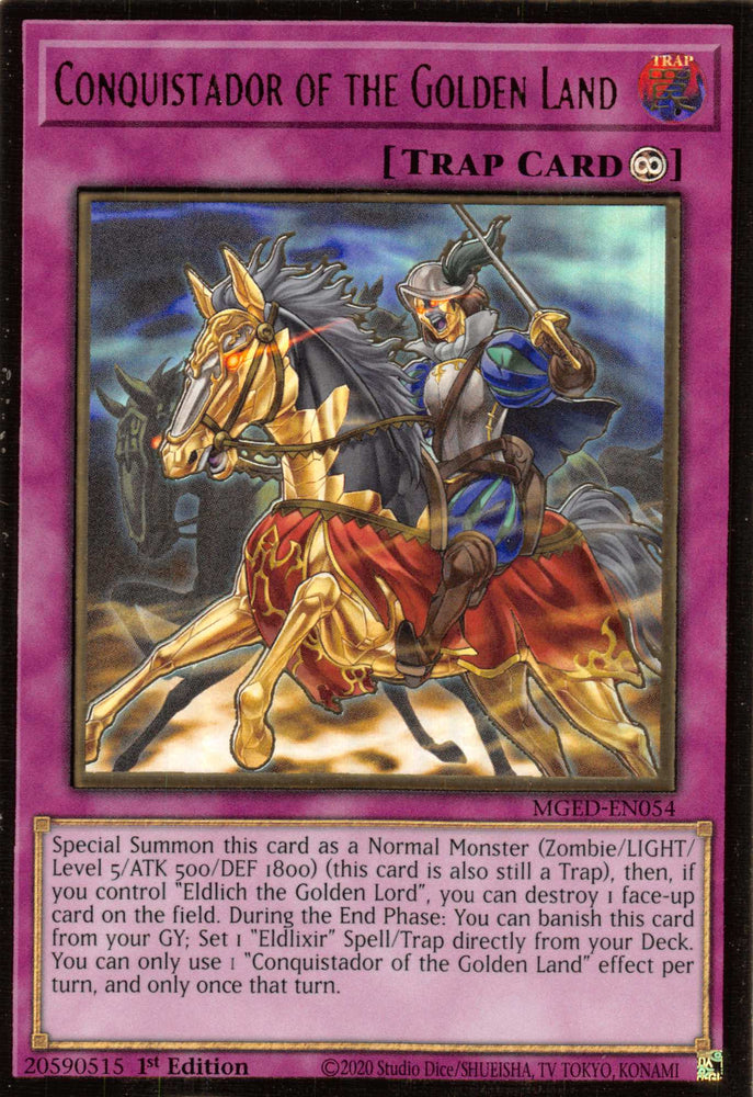 Conquistador of the Golden Land [MGED-EN054] Gold Rare Yu-Gi-Oh!