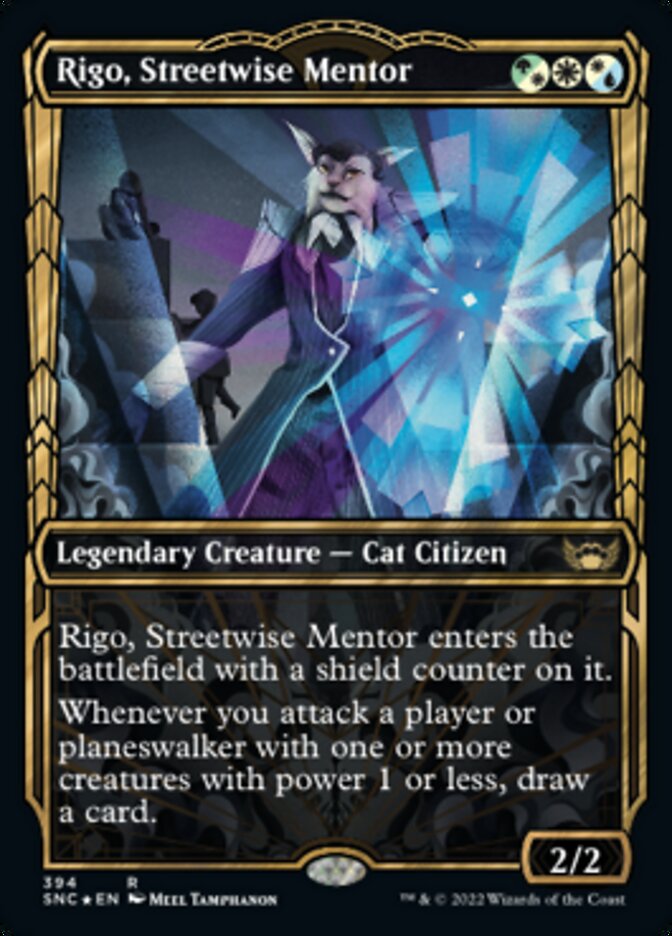 Rigo, Streetwise Mentor (Showcase Golden Age Gilded Foil) [Streets of New Capenna] Magic: The Gathering