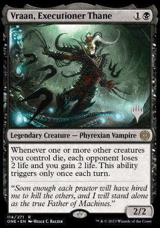 Vraan, Executioner Thane (Promo Pack) [Phyrexia: All Will Be One Promos] Magic: The Gathering