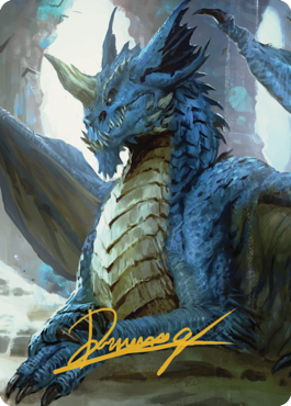 Young Blue Dragon Art Card (Gold-Stamped Signature) [Commander Legends: Battle for Baldur's Gate Art Series] Magic: The Gathering