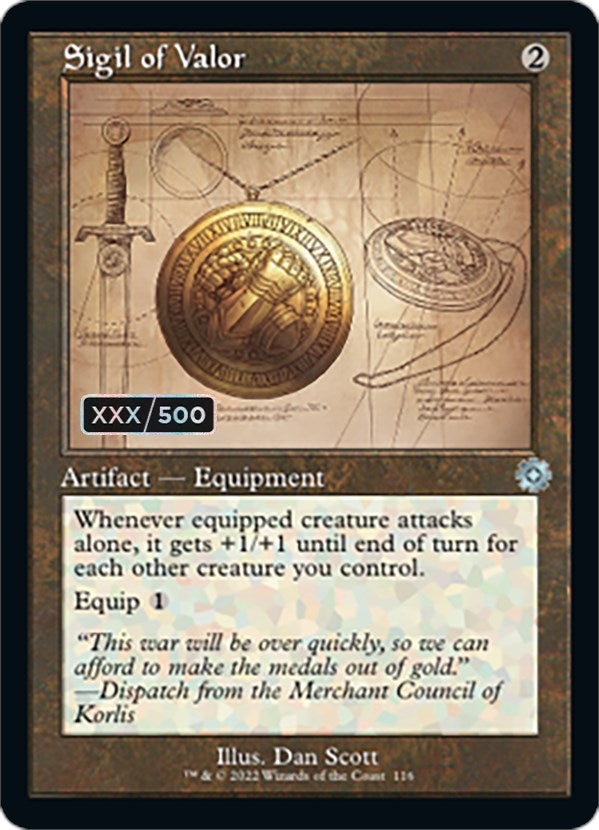 Sigil of Valor (Retro Schematic) (Serial Numbered) [The Brothers' War Retro Artifacts] Magic: The Gathering