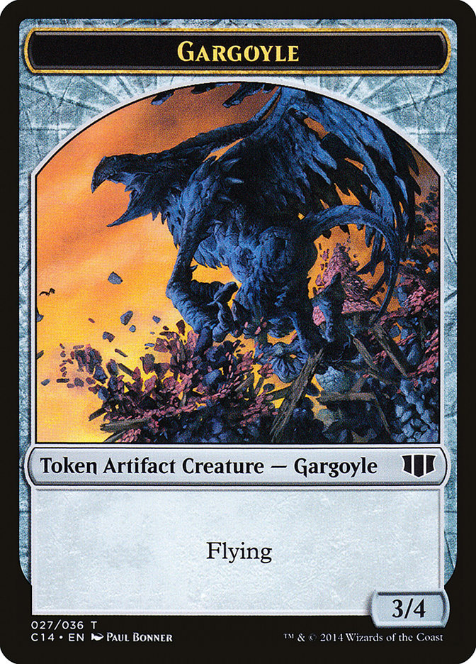 Gargoyle // Elf Warrior Double-Sided Token [Commander 2014 Tokens] Magic: The Gathering