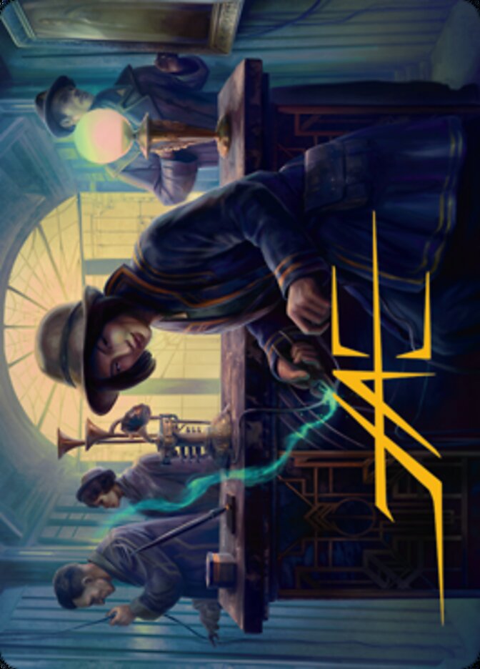 Wiretapping Art Card (Gold-Stamped Signature) [Streets of New Capenna Art Series] Magic: The Gathering