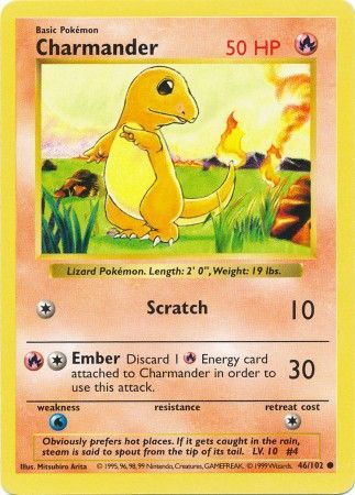Charmander (46/102) [Base Set Shadowless Unlimited] Pokémon