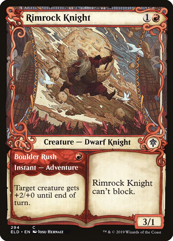 Rimrock Knight // Boulder Rush (Showcase) [Throne of Eldraine] Magic: The Gathering