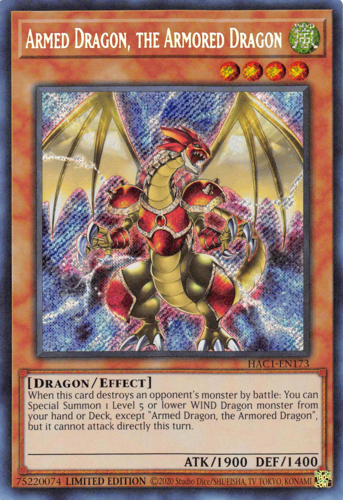 Armed Dragon, the Armored Dragon [HAC1-EN173] Secret Rare Yu-Gi-Oh!