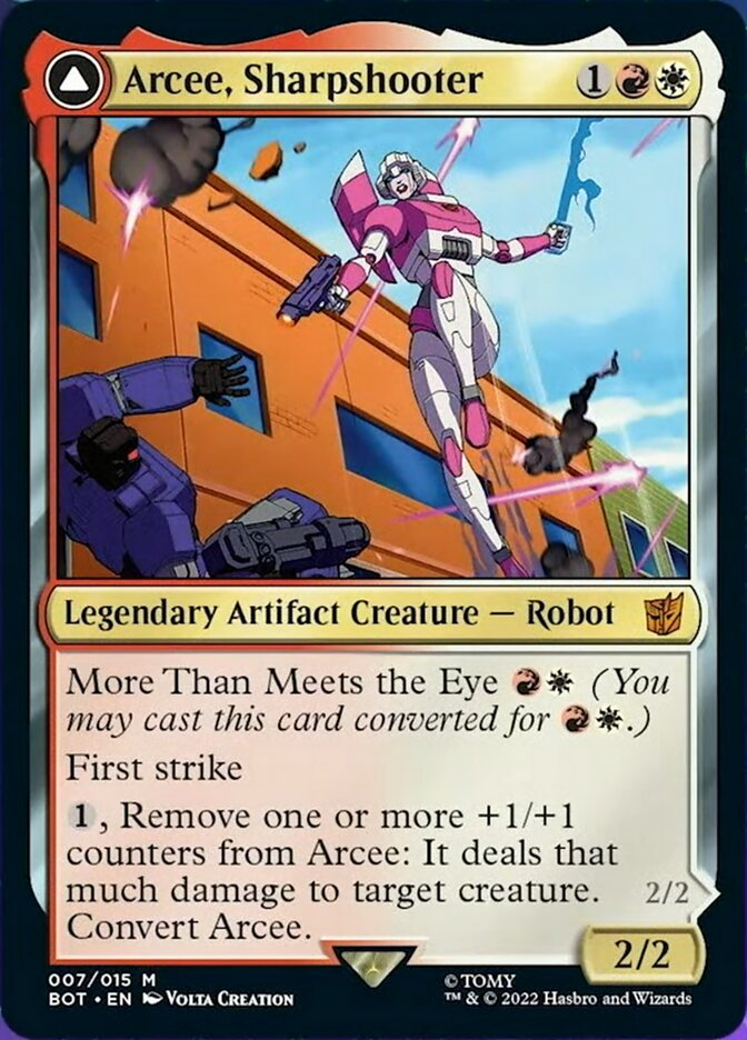 Arcee, Sharpshooter // Arcee, Acrobatic Coupe [Transformers] Magic: The Gathering
