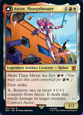 Arcee, Sharpshooter // Arcee, Acrobatic Coupe [Transformers] Magic: The Gathering