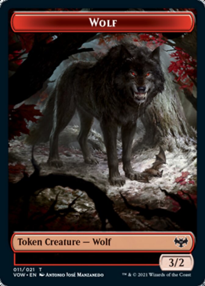 Wolf (011) // Boar Double-Sided Token [Innistrad: Crimson Vow Tokens] Magic: The Gathering