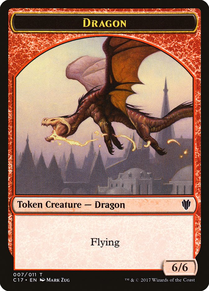 Dragon (007) // Gold (010) Double-Sided Token [Commander 2017 Tokens] Magic: The Gathering