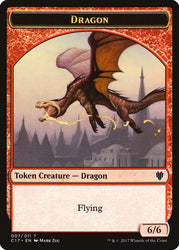 Dragon (007) // Gold (010) Double-Sided Token [Commander 2017 Tokens] Magic: The Gathering
