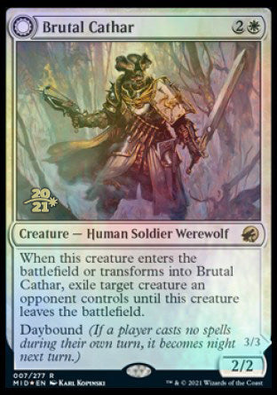 Brutal Cathar // Moonrage Brute [Innistrad: Midnight Hunt Prerelease Promos] Magic: The Gathering