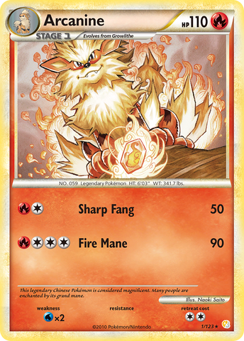 Arcanine (1/123) [HeartGold & SoulSilver: Base Set] Pokémon