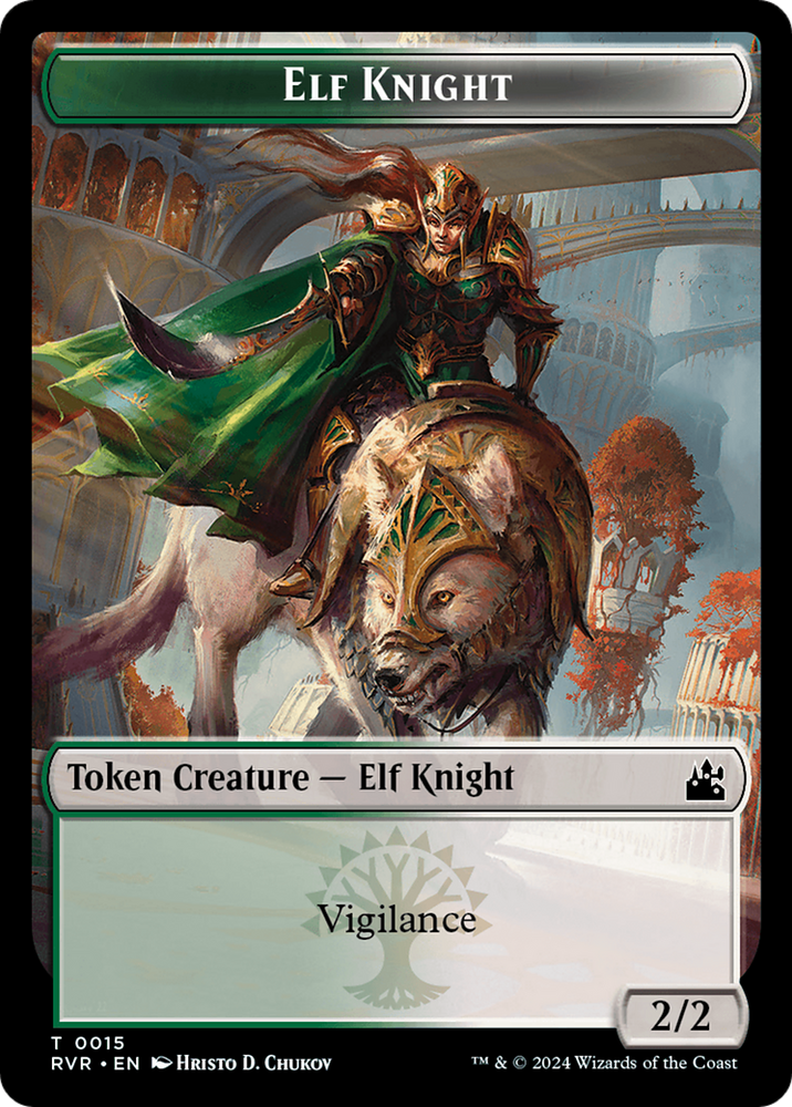 Elf Knight // Wurm Double-Sided Token [Ravnica Remastered Tokens] Magic: The Gathering