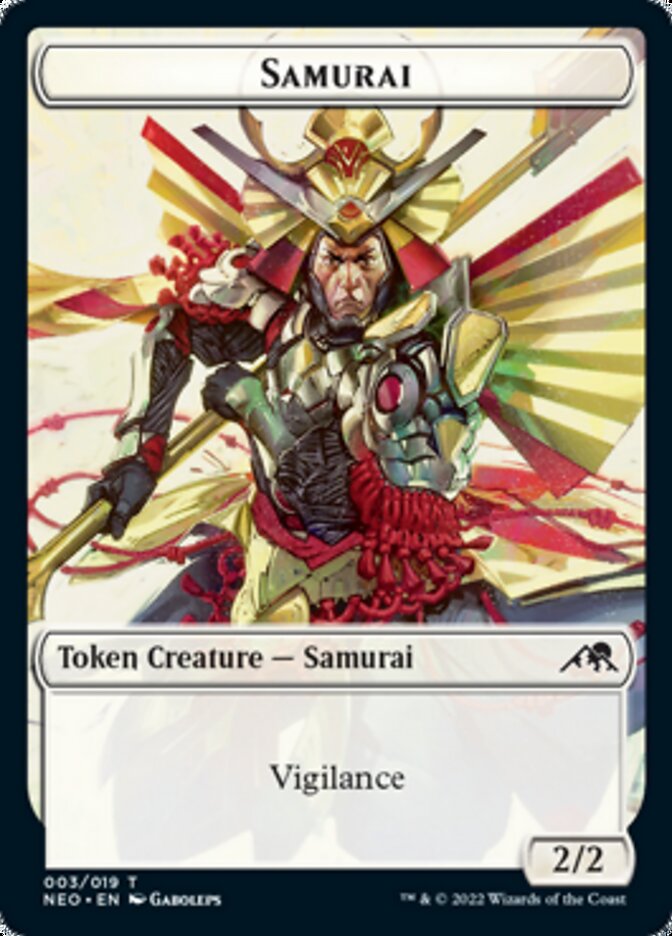 Samurai // Tezzeret, Betrayer of Flesh Emblem Double-Sided Token [Kamigawa: Neon Dynasty Tokens] Magic: The Gathering