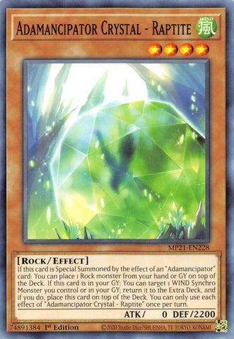 Adamancipator Crystal - Raptite [MP21-EN228] Common Yu-Gi-Oh!