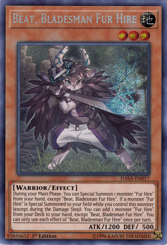 Beat, Bladesman Fur Hire [DASA-EN017] Secret Rare Yu-Gi-Oh!