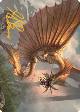 Ancient Gold Dragon Art Card (28) (Gold-Stamped Signature) [Commander Legends: Battle for Baldur's Gate Art Series] Magic: The Gathering