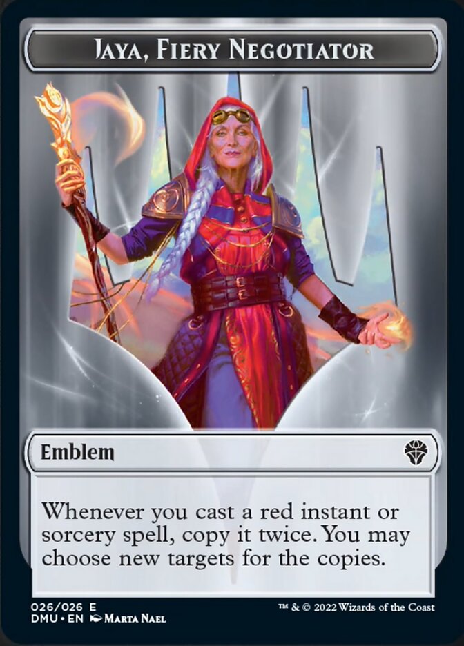 Jaya, Fiery Negotiator Emblem [Dominaria United Tokens] Magic: The Gathering
