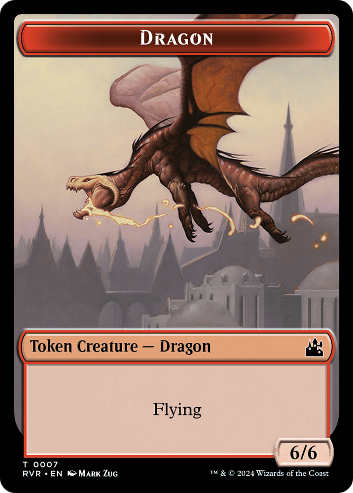 Elf Knight // Dragon Double-Sided Token [Ravnica Remastered Tokens] Magic: The Gathering