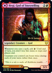 Birgi, God of Storytelling // Harnfel, Horn of Bounty [Kaldheim Prerelease Promos] Magic: The Gathering