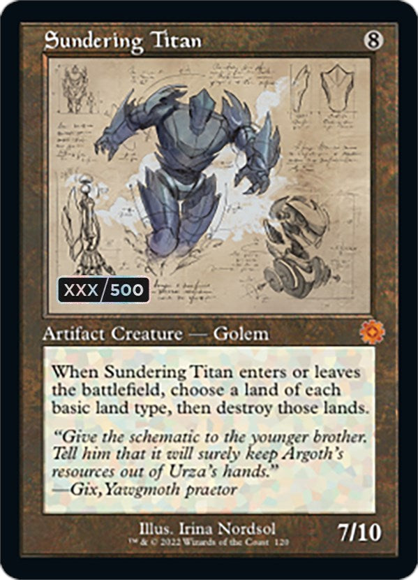 Sundering Titan (Retro Schematic) (Serial Numbered) [The Brothers' War Retro Artifacts] Magic: The Gathering
