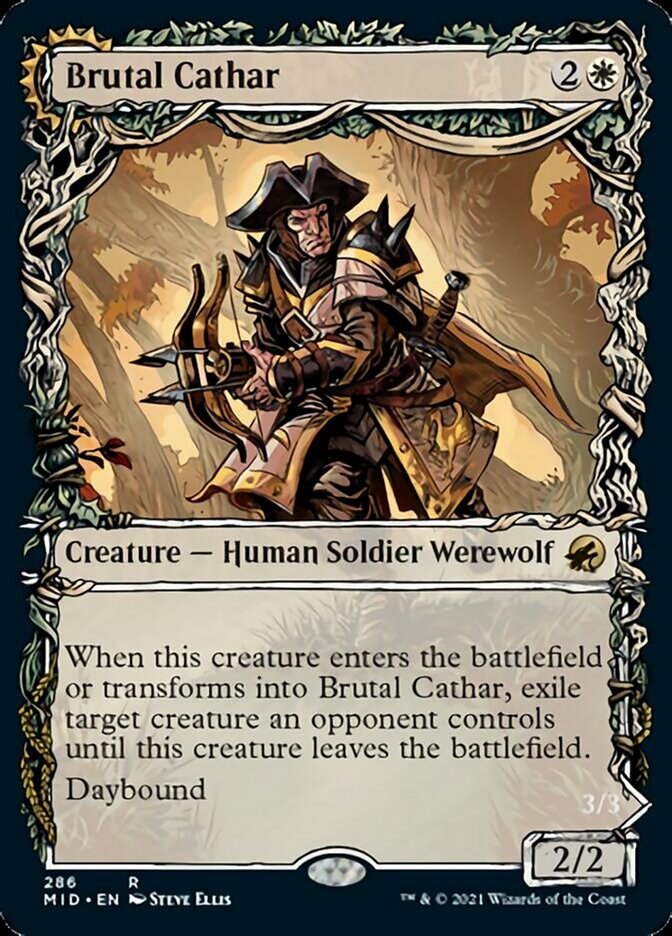 Brutal Cathar // Moonrage Brute (Showcase Equinox) [Innistrad: Midnight Hunt] Magic: The Gathering