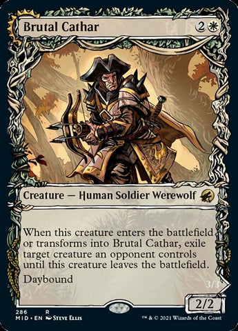 Brutal Cathar // Moonrage Brute (Showcase Equinox) [Innistrad: Midnight Hunt] Magic: The Gathering