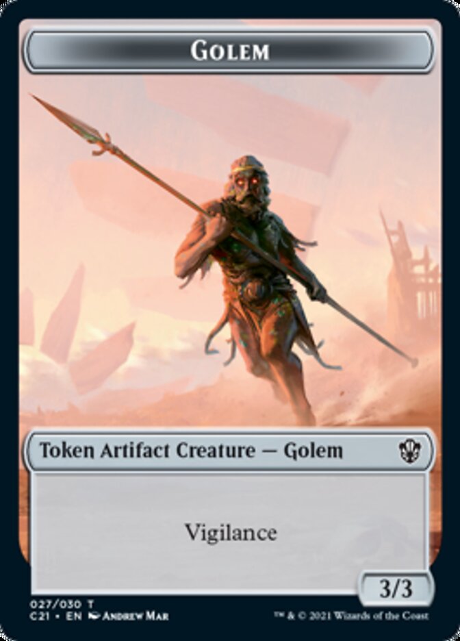 Golem (027) // Thopter Double-Sided Token [Commander 2021 Tokens] Magic: The Gathering
