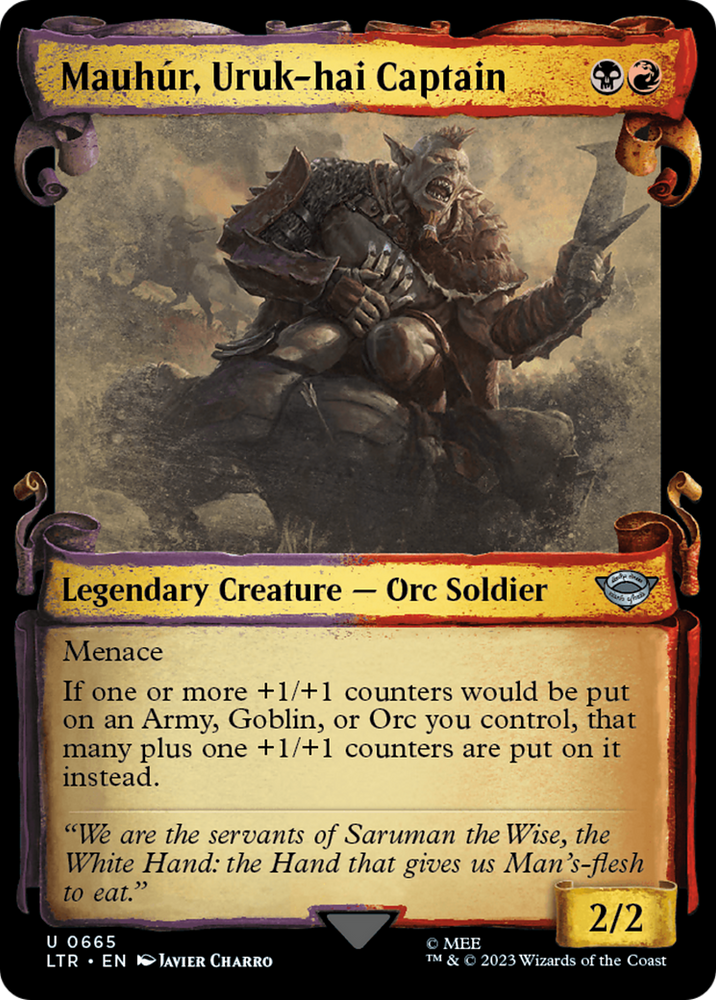 Mauhur, Uruk-hai Captain [The Lord of the Rings: Tales of Middle-Earth Showcase Scrolls] Magic: The Gathering