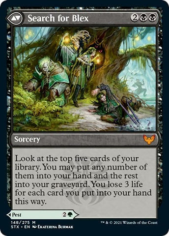 Blex, Vexing Pest // Search for Blex [Strixhaven: School of Mages Prerelease Promos] Magic: The Gathering