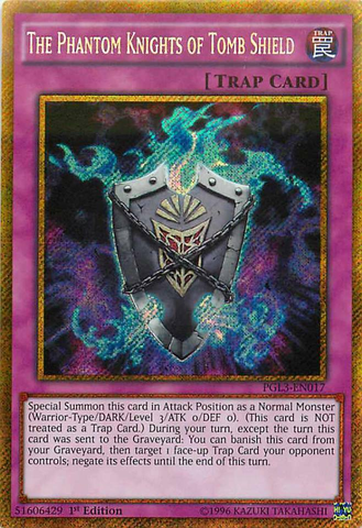 The Phantom Knights of Tomb Shield [PGL3-EN017] Gold Secret Rare Yu-Gi-Oh!