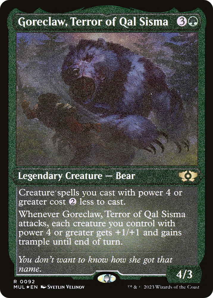 Goreclaw, Terror of Qal Sisma (Foil Etched) [Multiverse Legends] Magic: The Gathering