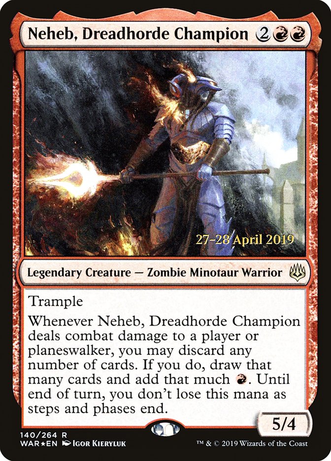 Neheb, Dreadhorde Champion [War of the Spark Prerelease Promos] Magic: The Gathering