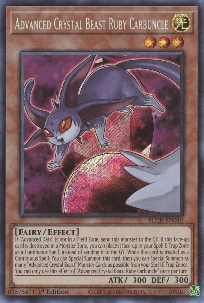 Advanced Crystal Beast Ruby Carbuncle [BLCR-EN010] Secret Rare Yu-Gi-Oh!