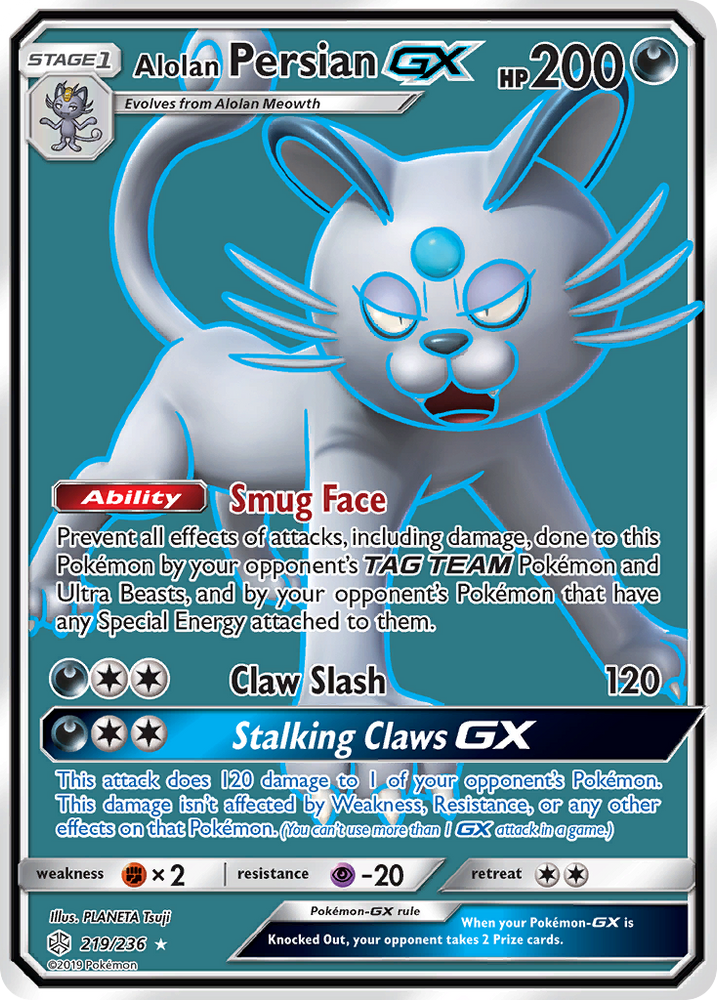 Alolan Persian GX (219/236) [Sun & Moon: Cosmic Eclipse] Pokémon