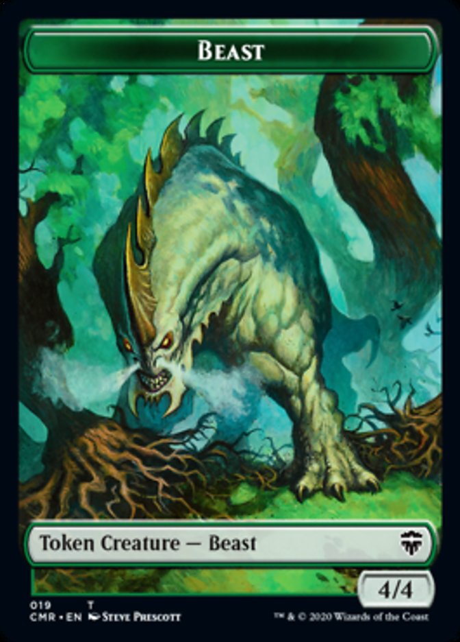 Beast (19) // Elephant Double-Sided Token [Commander Legends Tokens] Magic: The Gathering
